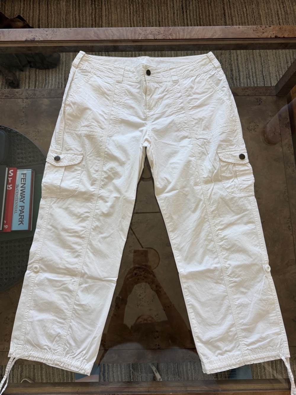 Boston Proper White Cargo Pants with Flap Pockets